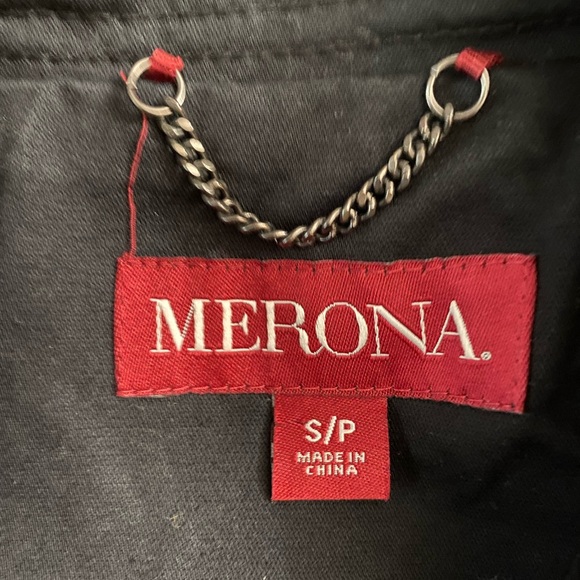 Merona Black & White All Weather Trench Coat with pockets women’s size SP - Picture 5 of 14